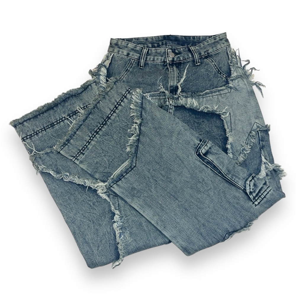 Distressed Star Jeans. Size XS. Dark/Light Washed.
